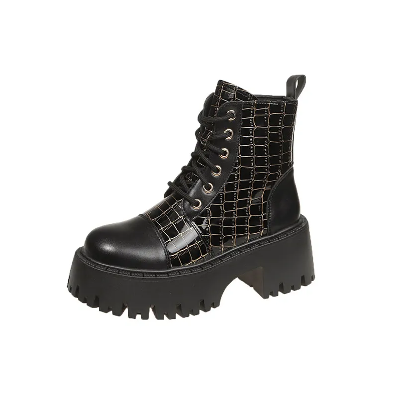 Bottes De Moto Noire Pour Femmes Authentiques Plate Forme En Cuir Authentiques Bottines Punk Fashion Talon Dautomne Mocassins Zip Chaussures Du 73,56 € | DHgate