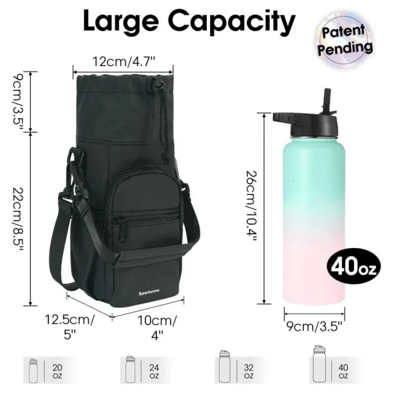 Borsa a tracolla per bottiglia d'acqua con cinghia regolabile