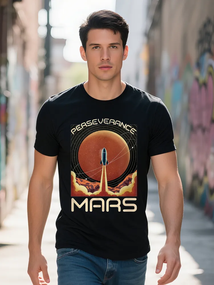 Men's Mars for Rover Graphic 100% Cotton Crew Neck T-Shirt, Casual ...