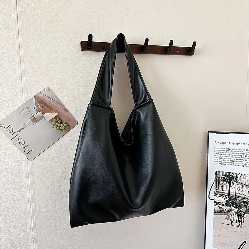 OSALADI Women's Large Capacity PU Leather Tote Bag | Single Shoulder Shopping Bag For Work, School, Travel | Black - View #3
