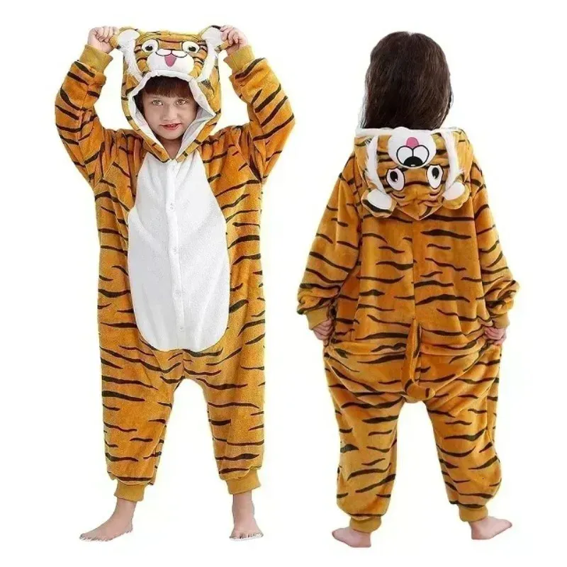 Tiger Kids Animal Cosplay Costume Hooded Tiger Jumpsuit Pajamas For ...