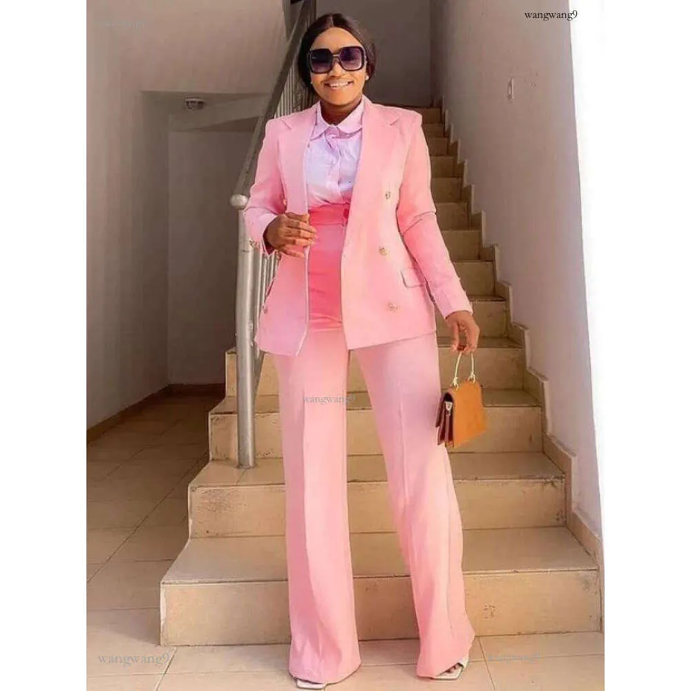 Party Wear Ladies Pink Winter Jackets Business Women Blazer Sets