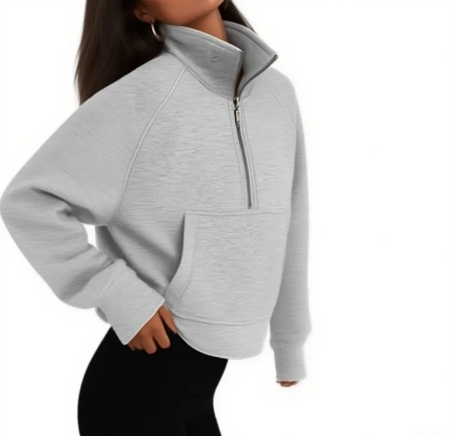 Sweat-shirt à Fermeture Éclair Pour Enfants - Coton Doux - Col Haut - Manches Longues - Uni - Garçons Et Filles - 5