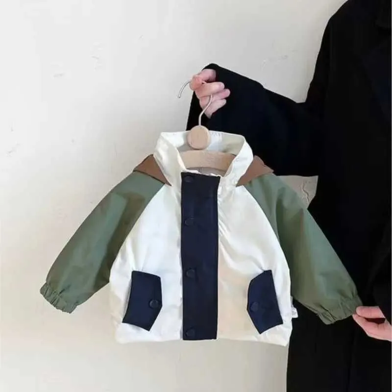 Fashion Baby Boy Girl Giacca Patchwork Con Cappuccio Neonati