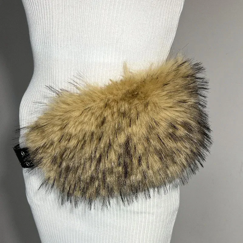 Genuine Leather Narrow Belt Vintage Faux Fur Trim,... From  display picture 2