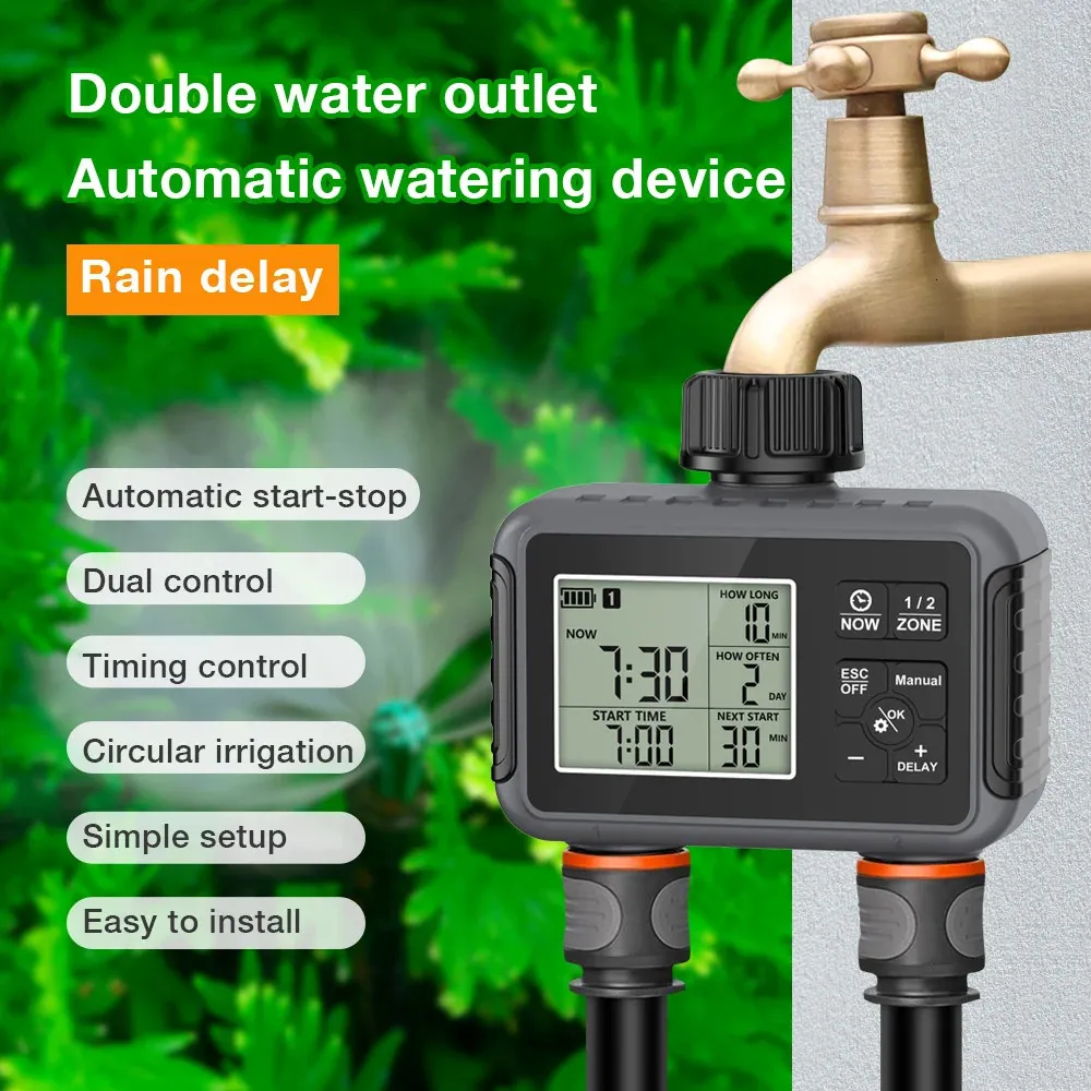 Smart Watering Timer Dual-Outlet Automatic Irrigation Controller (UK Standard)