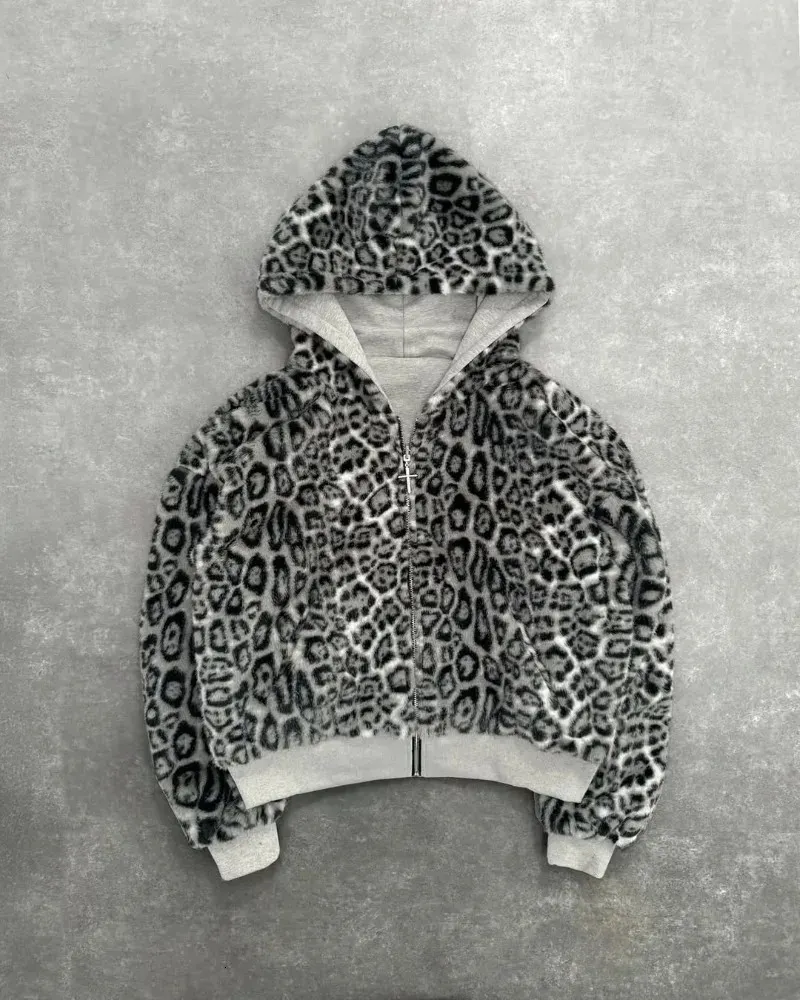 Harajuku Streetwear Leopard Print Hoodie Retro From Lang03