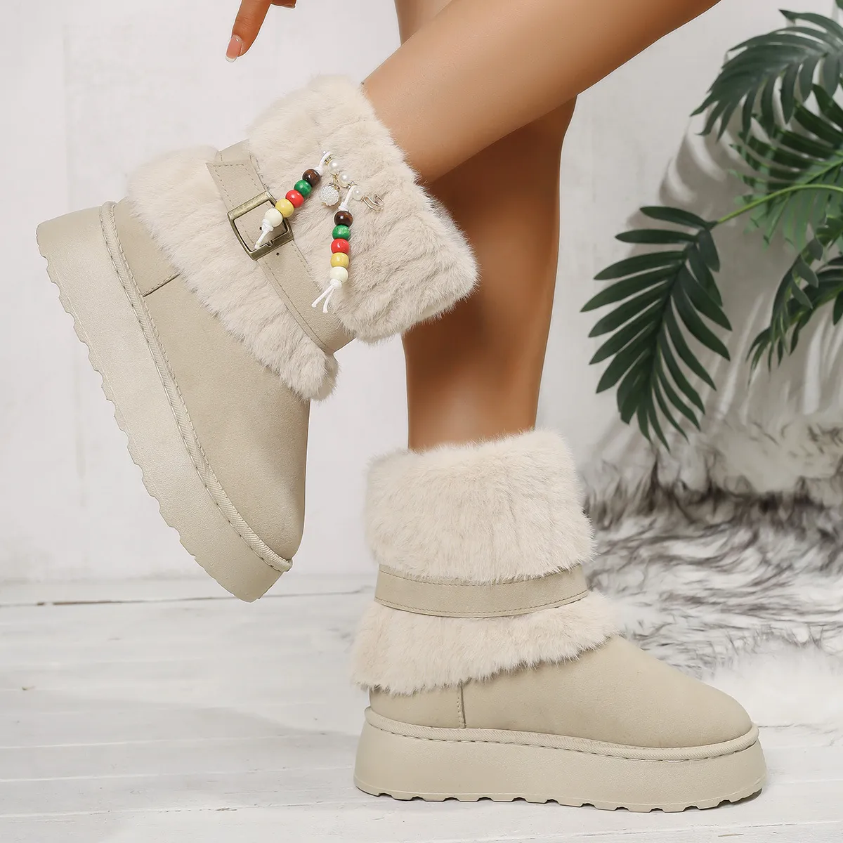 Bottes de neige de créateur pour femme, en coton avec semelle intermédiaire peluche, livraison gratuite. Affinent la silhouette et vous gardent bien au chaud. Affinent la silhouette et vous gardent au chaud._voghion.com