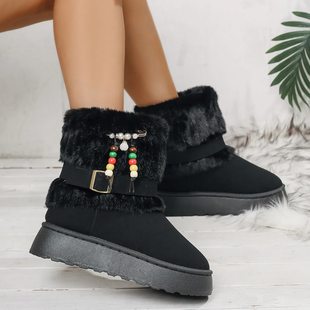 Bottes de neige de créateur pour femme, en coton avec semelle intermédiaire peluche, livraison gratuite. Affinent la silhouette et vous gardent bien au chaud. Affinent la silhouette et vous gardent au chaud._voghion.com