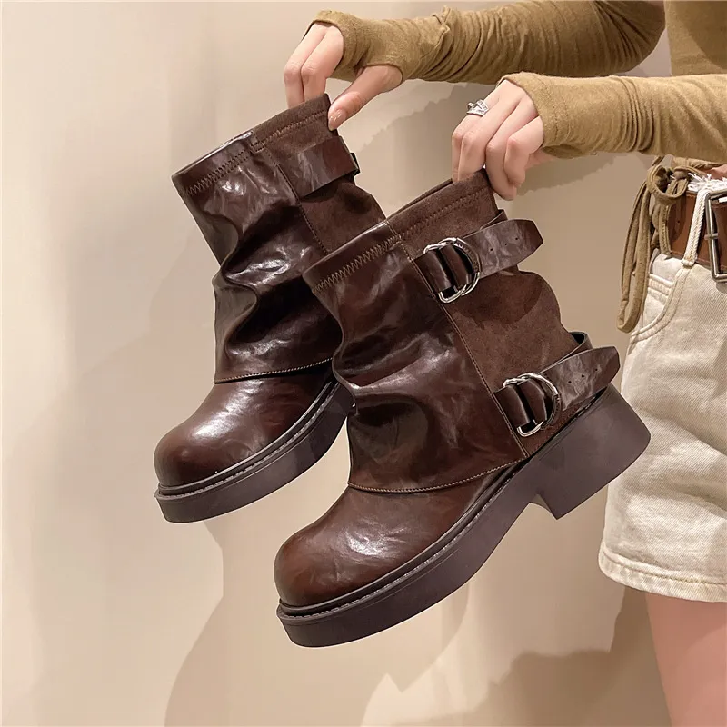 Kostenloser Versand. Designer-Damen-Baumwoll-High-Top-Martin-Stiefel: Warm, strapazierfähig und rutschfest für den Outdoor-Bereich._voghion.com