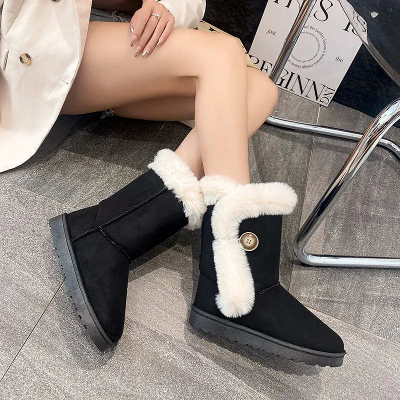 Designer Women's Motorcycle Snow Boots With Thick Heel And Midsole_voghion.com