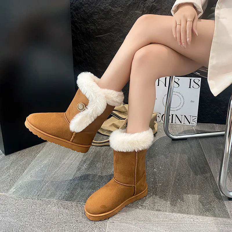 Designer Women's Motorcycle Snow Boots With Thick Heel And Midsole_voghion.com