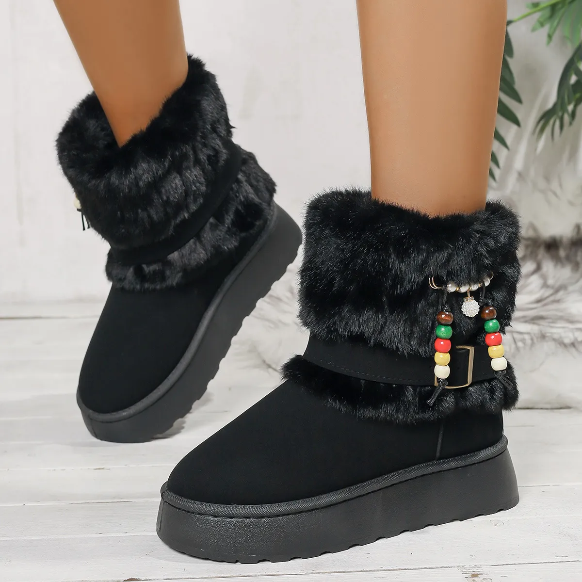 Bottes de neige de créateur pour femme, en coton avec semelle intermédiaire peluche, livraison gratuite. Affinent la silhouette et vous gardent bien au chaud. Affinent la silhouette et vous gardent au chaud._voghion.com