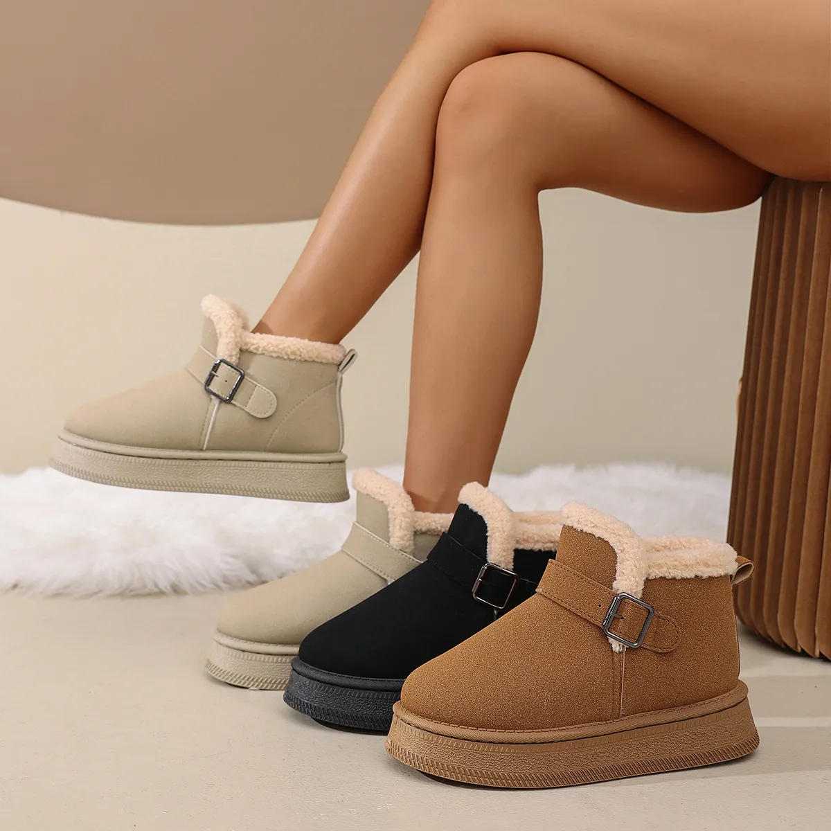 new Free Delivery Designer Woman Cotton With Fleece Short Tube Snow Boots For Warmth Cotton Shoes_voghion.com