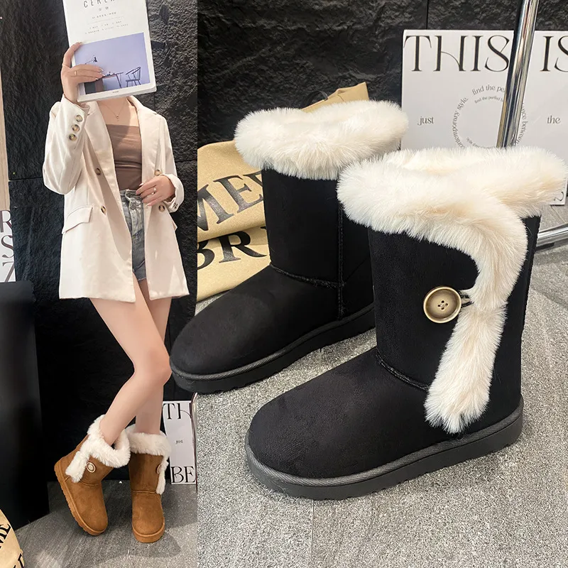 Designer Women's Motorcycle Snow Boots With Thick Heel And Midsole_voghion.com
