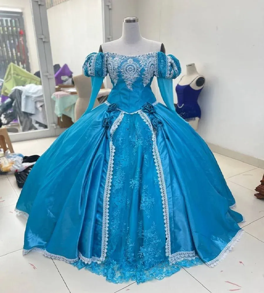 Blue Renaissance Ball Gown Prom Dress, Vintage... From Kyurem, Rs.15,743.35