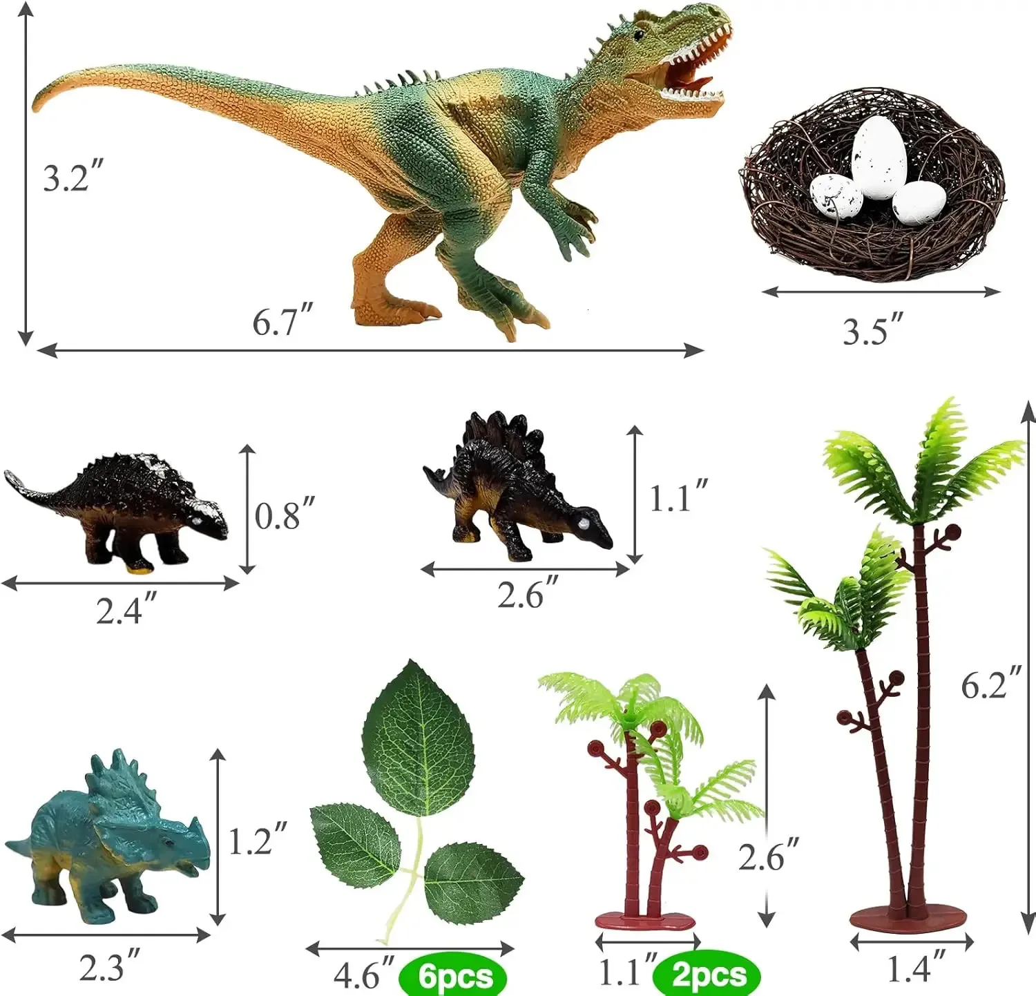 Dinosaurier Cupcake-Topper – 4 Dinos, Kokospalmen & Berg – Partydeko Für Geburtstag & Babyparty