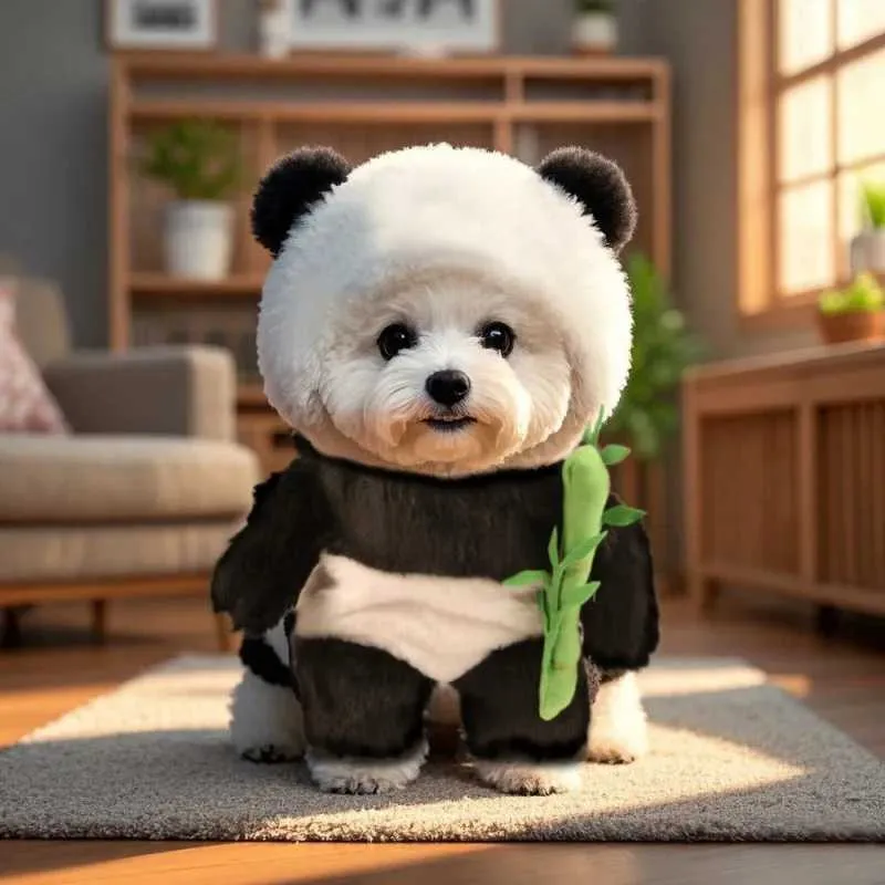 パンダ衣装の犬のコスチューム：小型犬のための面白いペット変革の服