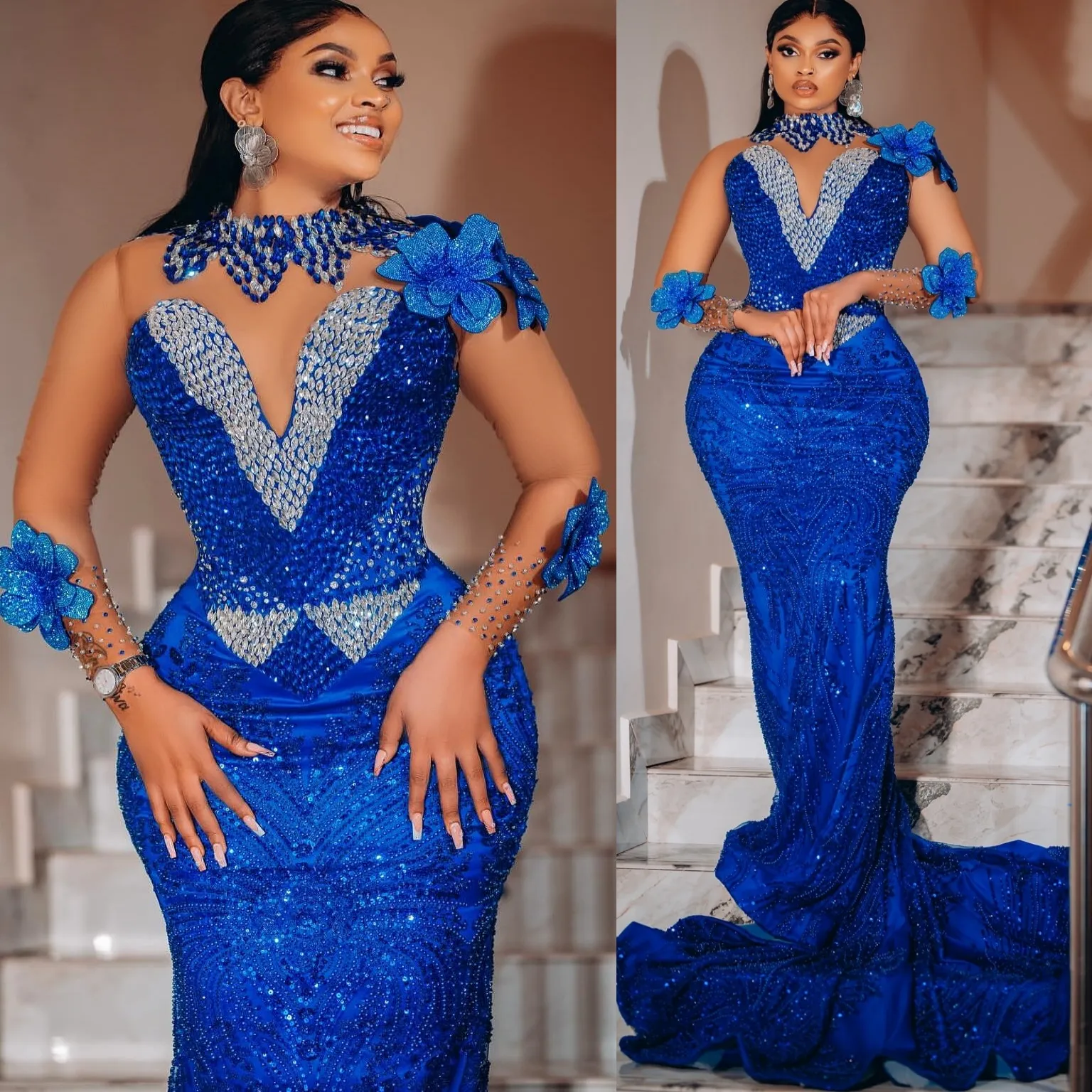 pink and blue prom dress Hot Sequin Mermaid Custom Crystal Halter Sleeveless Size:30 x 32 Under $40 Sexy Backless Strapless Sweetheart