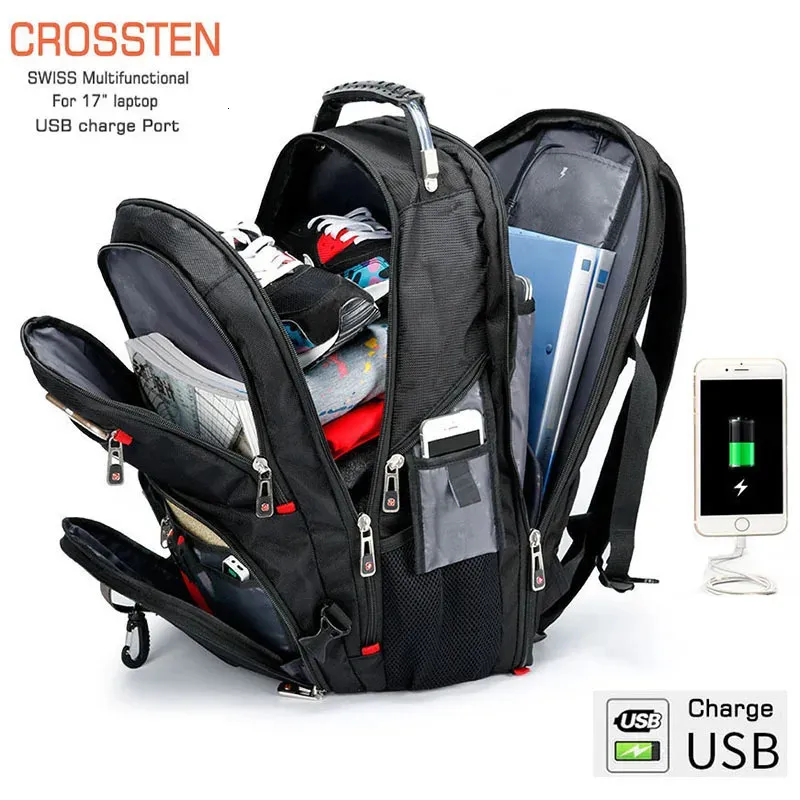 17 inch laptop backpack swiss gear with usb port Swiss Multifunctional Laptop Backpacks Durable... From Deng08, $52.12