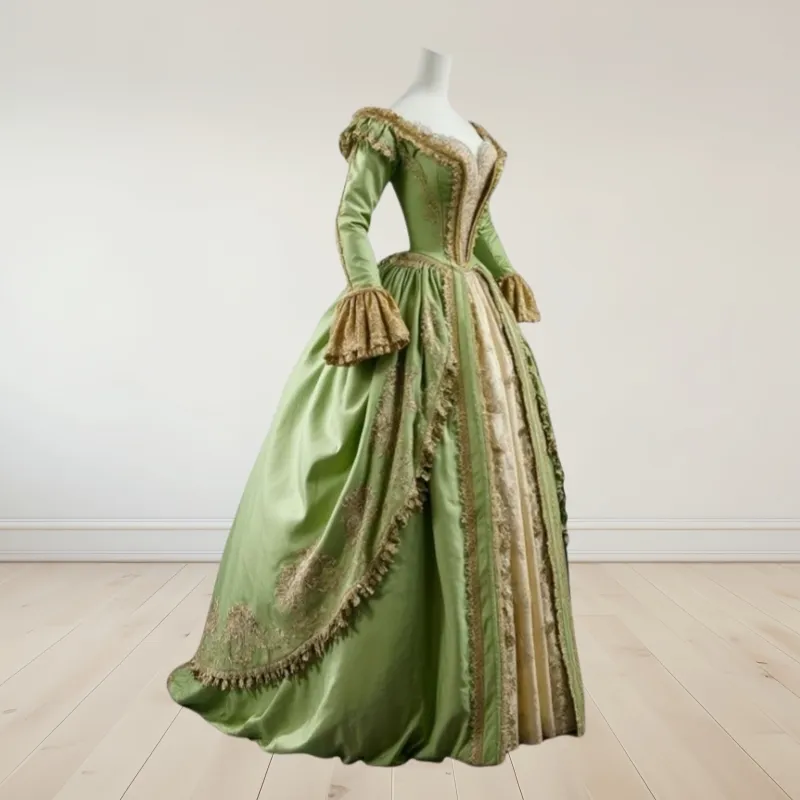 Golden Green Victorian Dress: Antique Style Long... From Chicweddings, $155.87