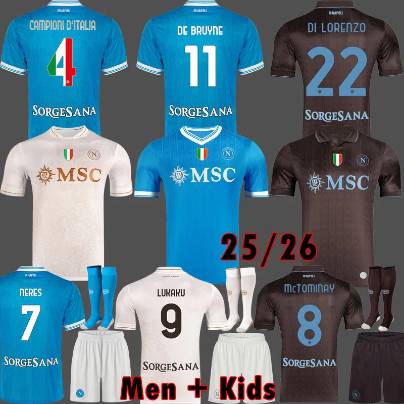 DE BRUYNE NAPOLI Soccer Jerseys 25 26 CAMPIONI NUNEZ Maglia