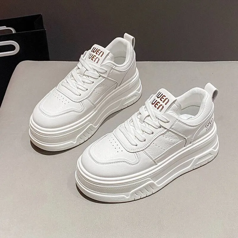 Scarpe da ginnastica casual con lacci, da donna, in similpelle, con suola spessa e traspirante, 2025_voghion.com