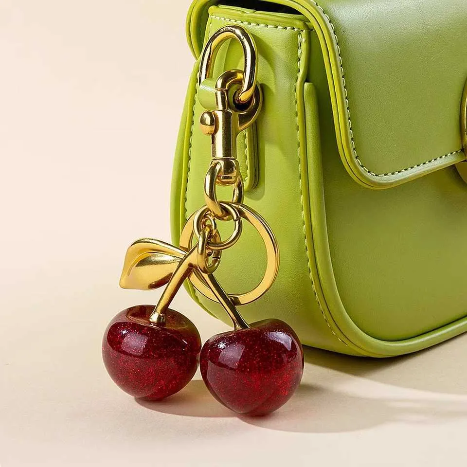 Portachiavi Donna A Forma Di Ciliegia Scintillante – Ciondolo Per Borsa E Chiavi – Accessorio Regalo Moda
