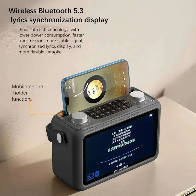 SANSUI F58 Portable Bluetooth Speaker With 7 Inch LED Display