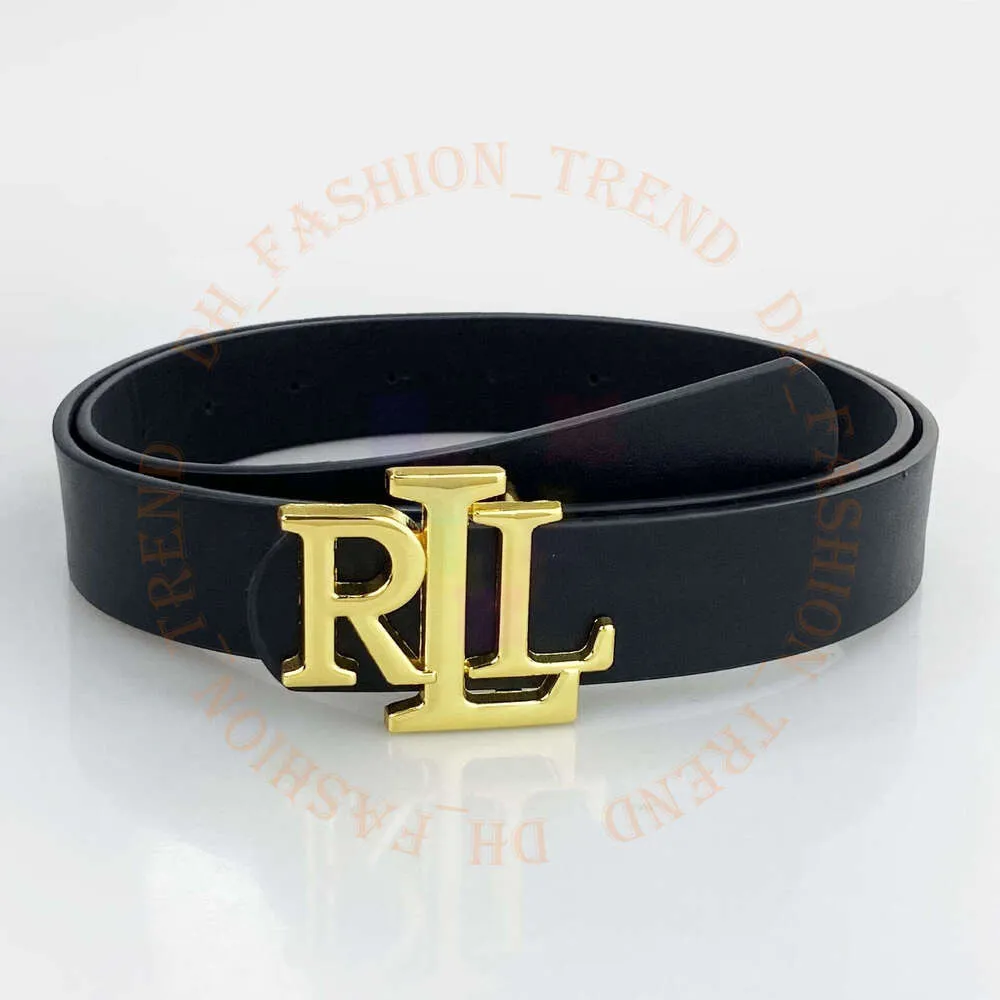 Genuine Leather RLL Belt with Golden Alloy Letter Buckle  display picture 1