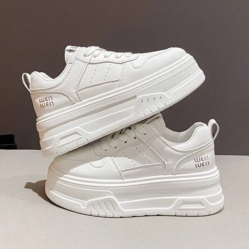 Scarpe da ginnastica casual con lacci, da donna, in similpelle, con suola spessa e traspirante, 2025_voghion.com