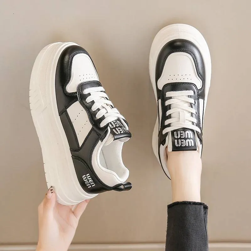 Scarpe da ginnastica casual con lacci, da donna, in similpelle, con suola spessa e traspirante, 2025_voghion.com