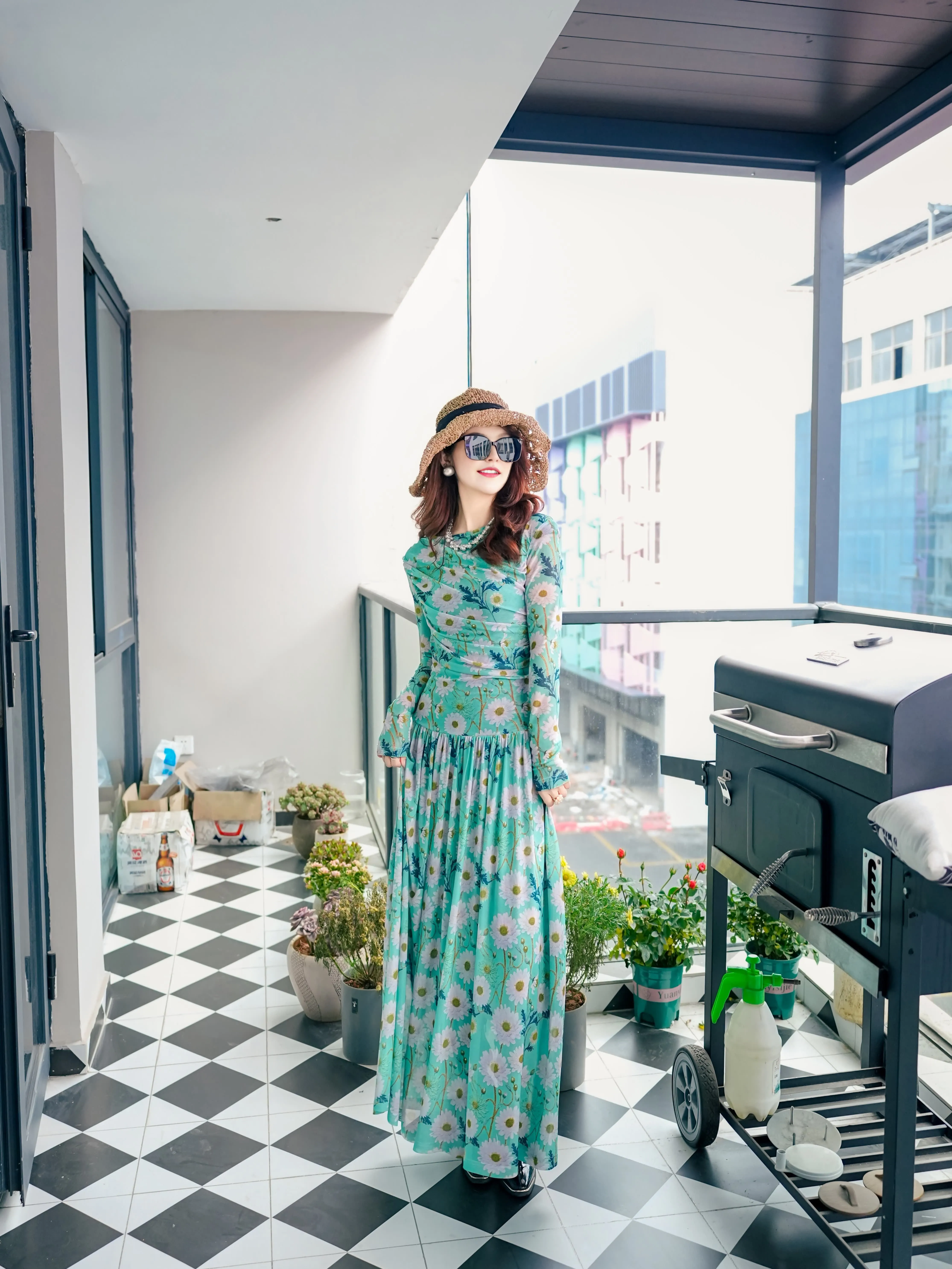 green dress with white daisies Daisy Elegance Cascade Gown– Teuta Matoshi main image 1