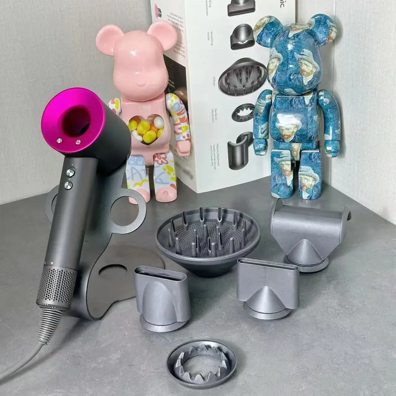 Hair Dryer In Rotating Connected Nozzles Salon Design Negative