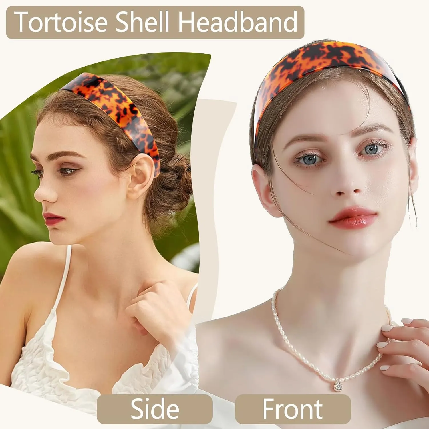 Tortoise Shell Headband Women Wide Hollow Non-slip Comfortable Fashion Acetate Wide Headband in Green Tortoise – MACHETE main image 2