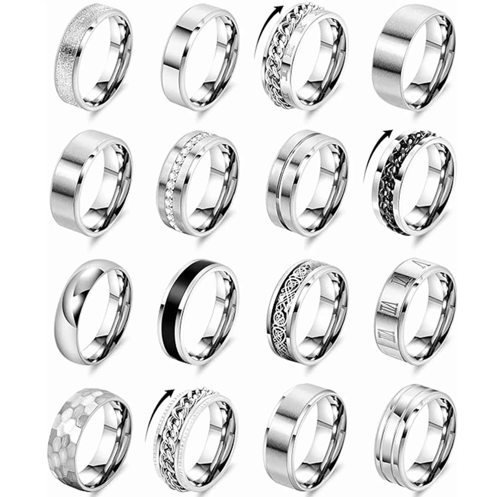 Edelstahl Spinner Ring Set Für Damen Und Herren Gegen Angst_voghion.com