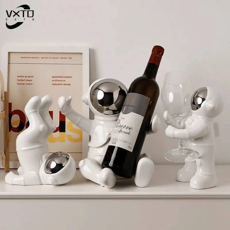 Nordic Ceramic Astronaut Wine Rack Handmade Bar From