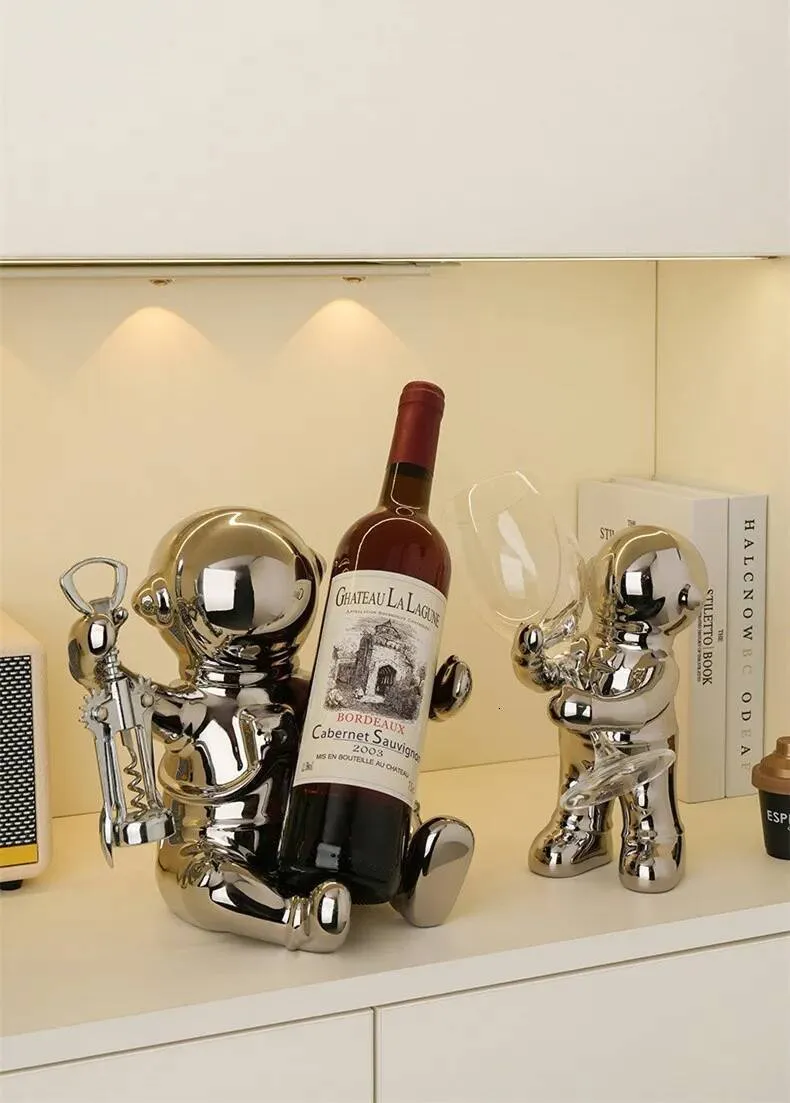Nordic Ceramic Astronaut Wine Rack Handmade Bar From