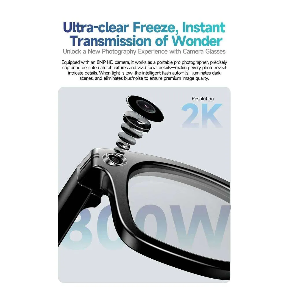 Occhiali intelligenti Meta AI con fotocamera da 8 MP, registrazione video, traduzione in oltre 100 lingue, occhiali da sole, chiamata Bluetooth, riproduzione musicale_voghion.com