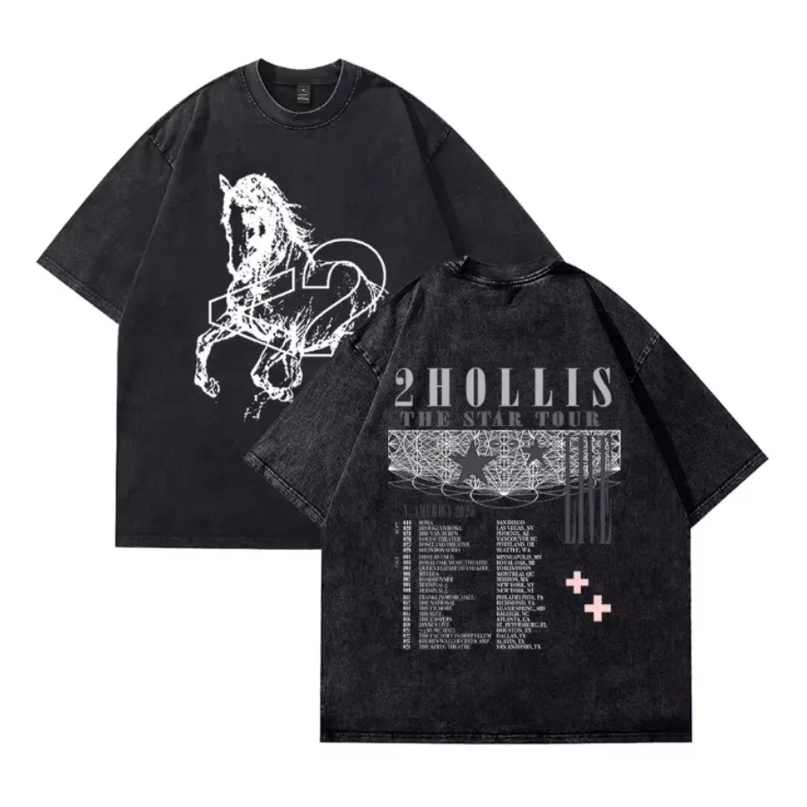 2025 2hollis The Star Tour Merch Oversized T Shirt Mens Vintage