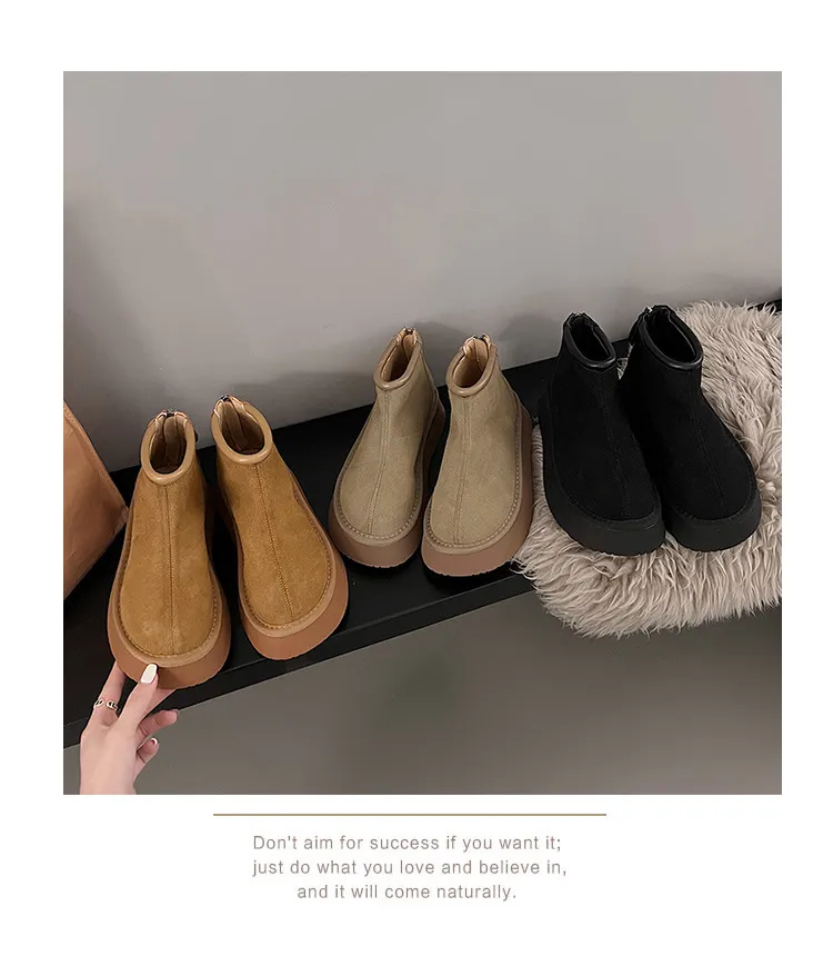 Designer Snow Boots For Women Plush Lined Comfortable Cotton Shoes_voghion.com