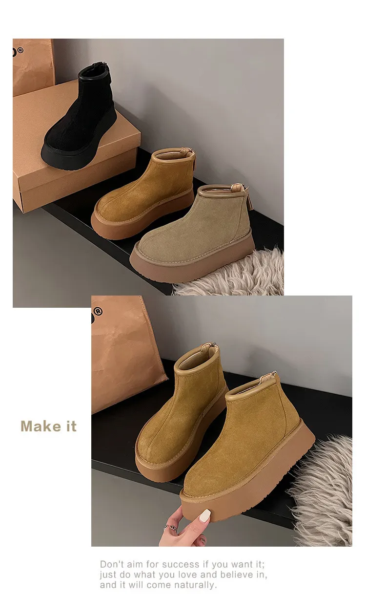 Designer Snow Boots For Women Plush Lined Comfortable Cotton Shoes_voghion.com
