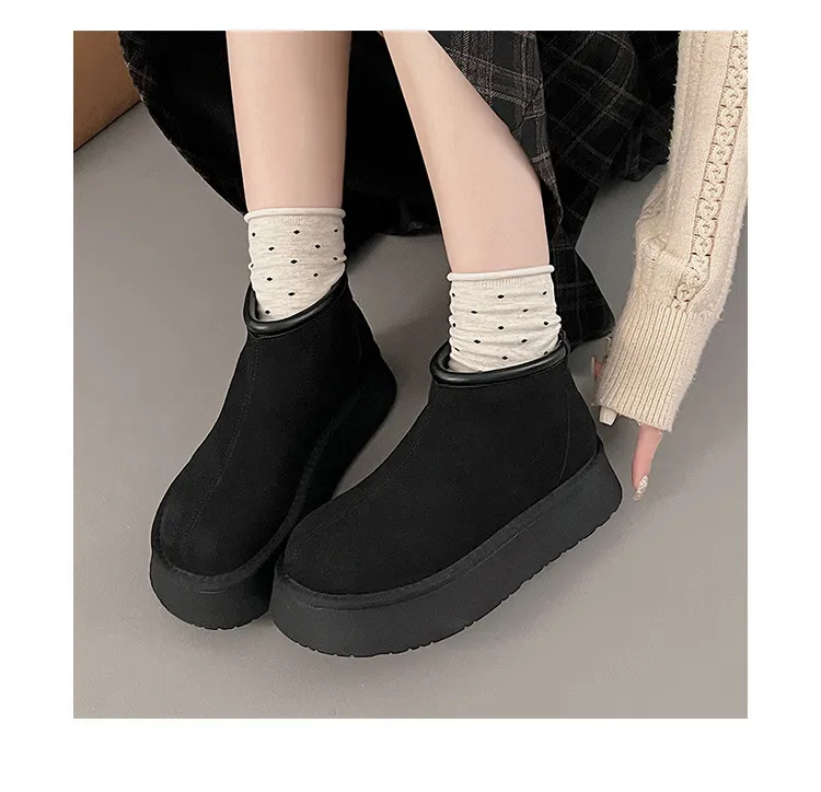 Designer Snow Boots For Women Plush Lined Comfortable Cotton Shoes_voghion.com
