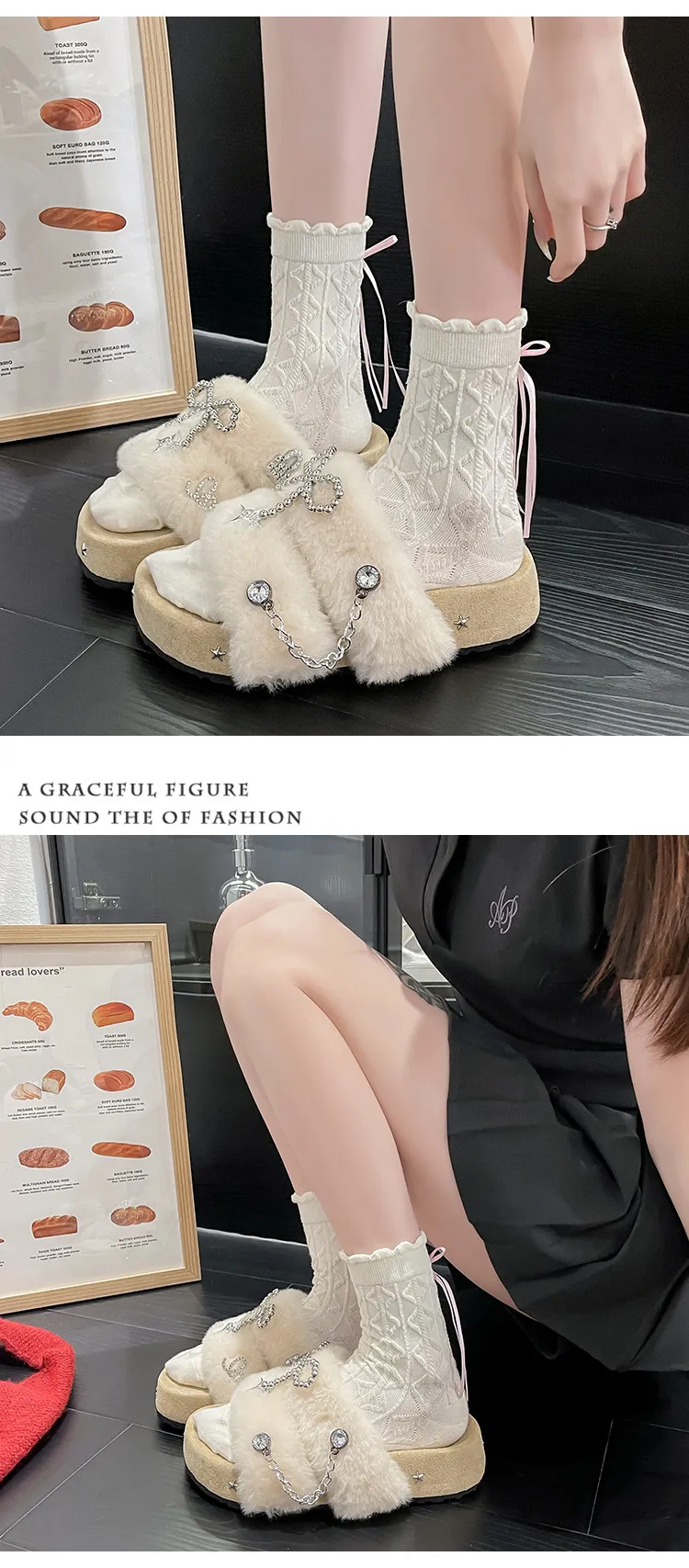 new Free Delivery Designer Women Cotton Mop Fashionable Woolen Slippers With Thick Soles Anti Slip Properties For Home_desvips.com