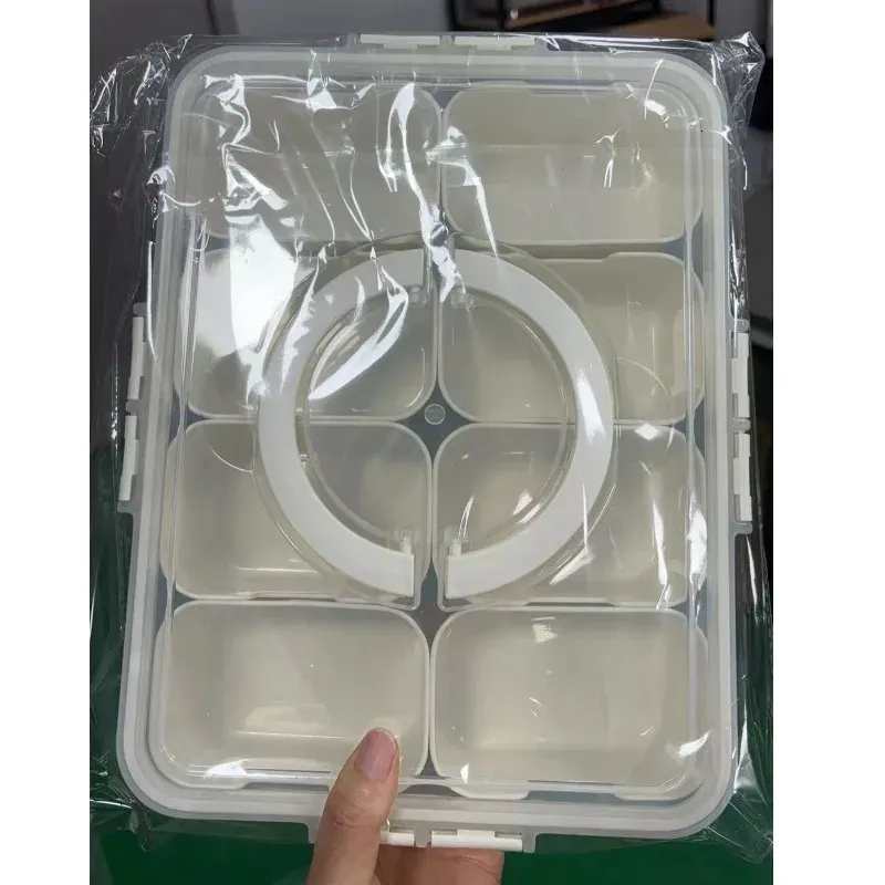 Vassoio da portata diviso con coperchio e maniglia, contenitore portatile in plastica per alimenti, piatti per snack, organizer trasparente riutilizzabile per antipasti, verdure, caramelle, noci