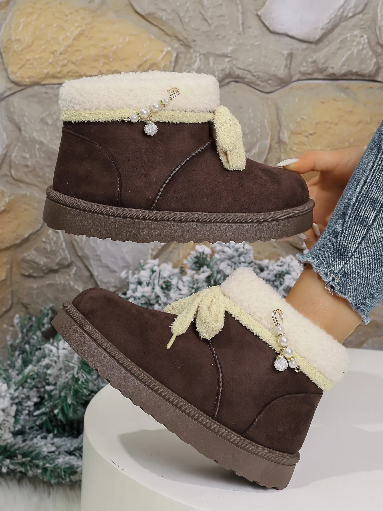 new Free Delivery Designer Woman Cotton Comfortable Snow With Short Sleeves And Plush Outdoor Winter Boots_voghion.com