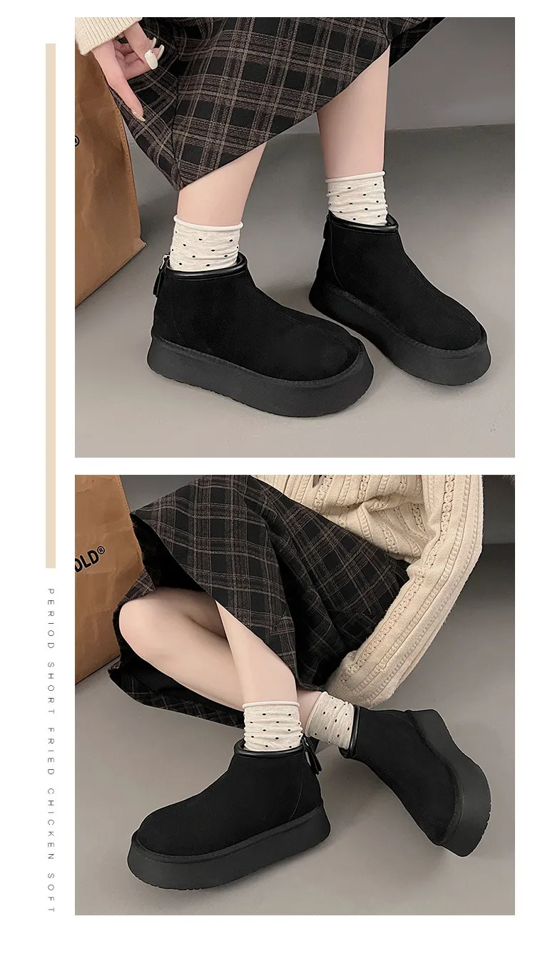 Designer Snow Boots For Women Plush Lined Comfortable Cotton Shoes_voghion.com