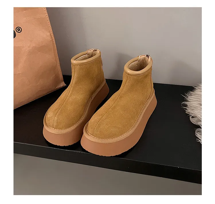 Designer Snow Boots For Women Plush Lined Comfortable Cotton Shoes_voghion.com