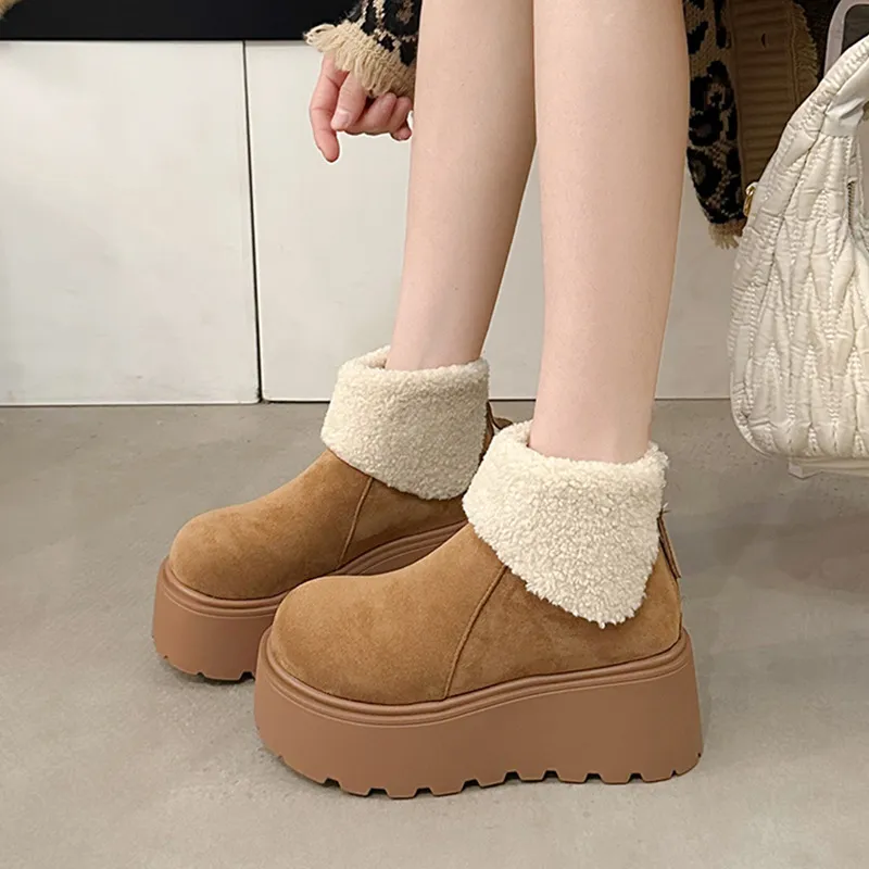 Nuevas botas de nieve de algodón para mujer, de diseño, con envío gratis, cómodas, sencillas y cálidas, con forro de felpa._voghion.com