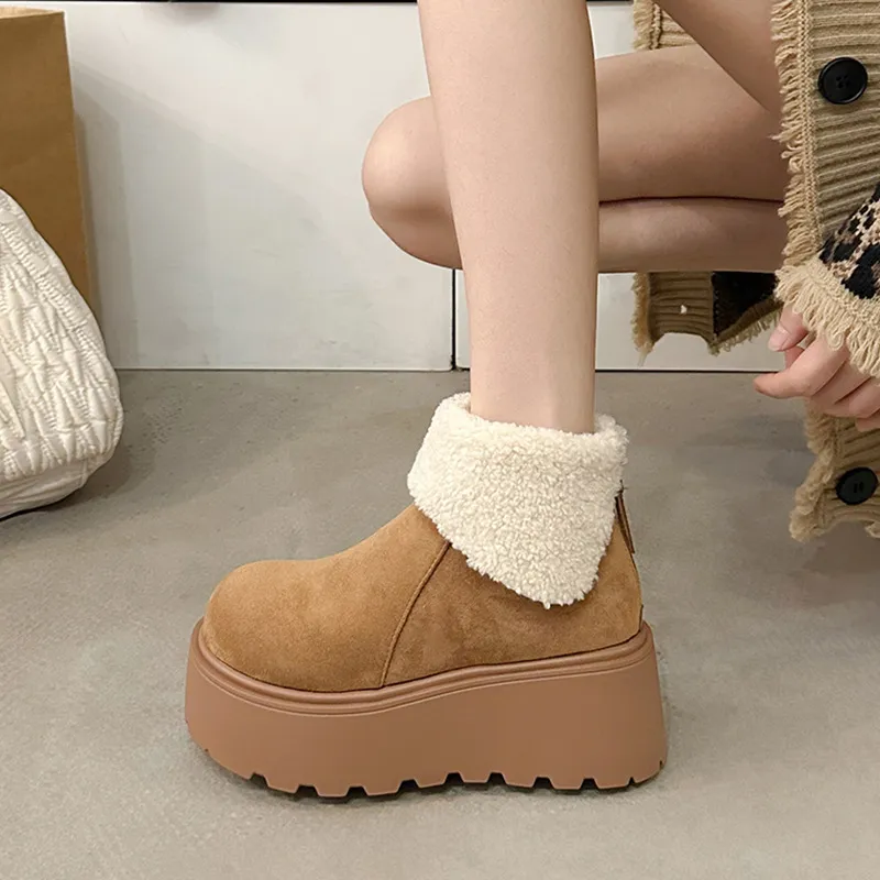 Nuevas botas de nieve de algodón para mujer, de diseño, con envío gratis, cómodas, sencillas y cálidas, con forro de felpa._voghion.com